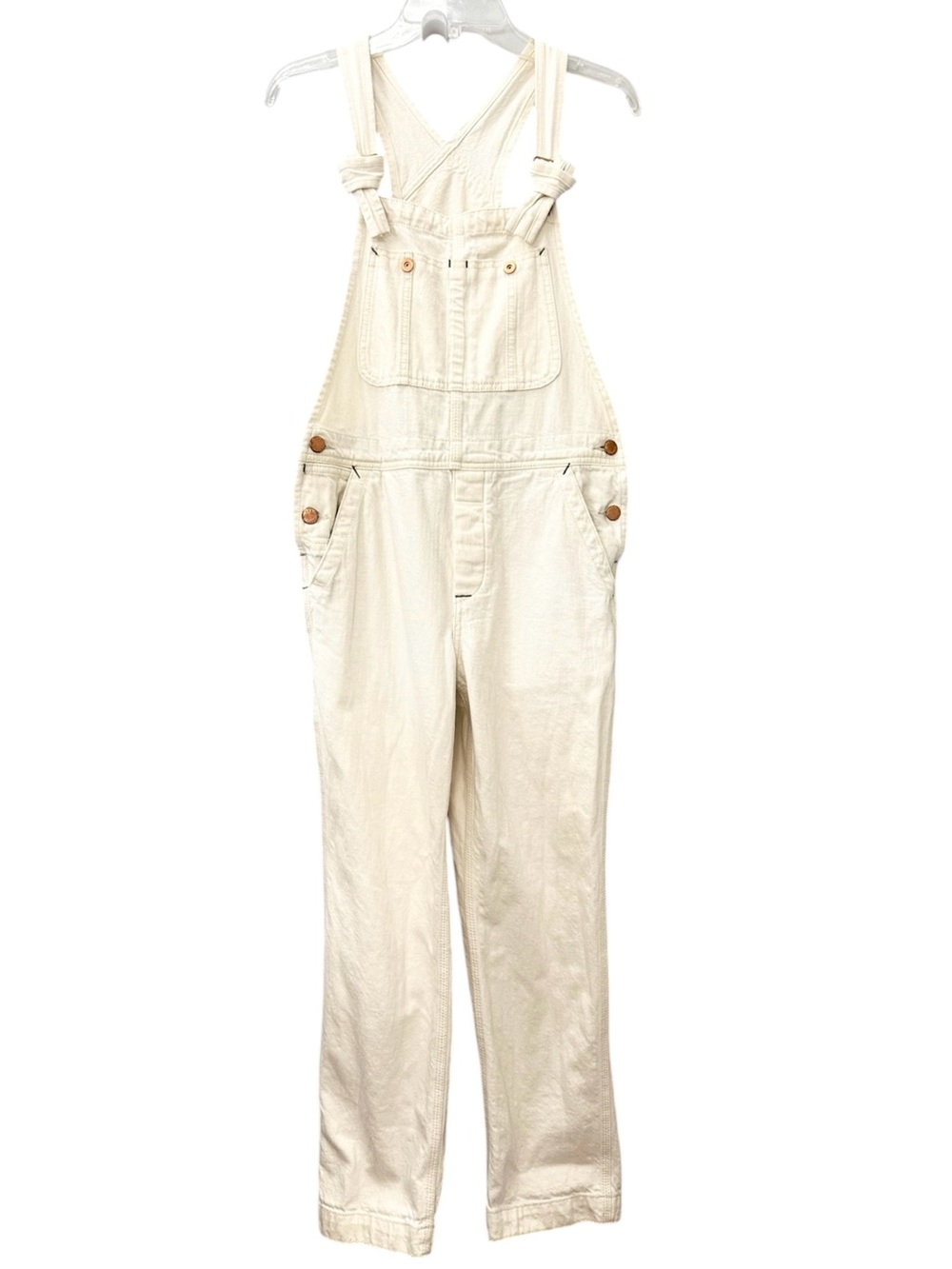 We The Free Overalls 100% Cotton Cream Front Bib Women’s Size 26